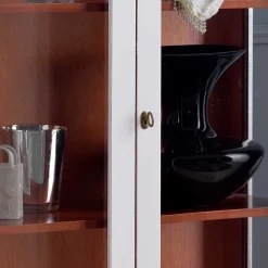 Wohnen Vitrinen|Wohnzimmer-Vitrinen*Vitrine in Weiß und Nussbaum - Zarinas