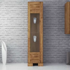 Wohnen Esszimmer-Vitrinen*Vitrine Vaskov aus Wildeiche Massivholz