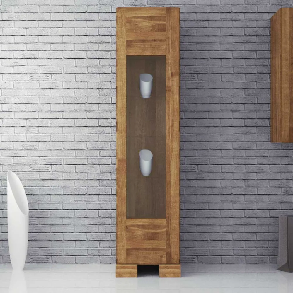 Wohnen Esszimmer-Vitrinen*Vitrine Vaskov aus Wildeiche Massivholz
