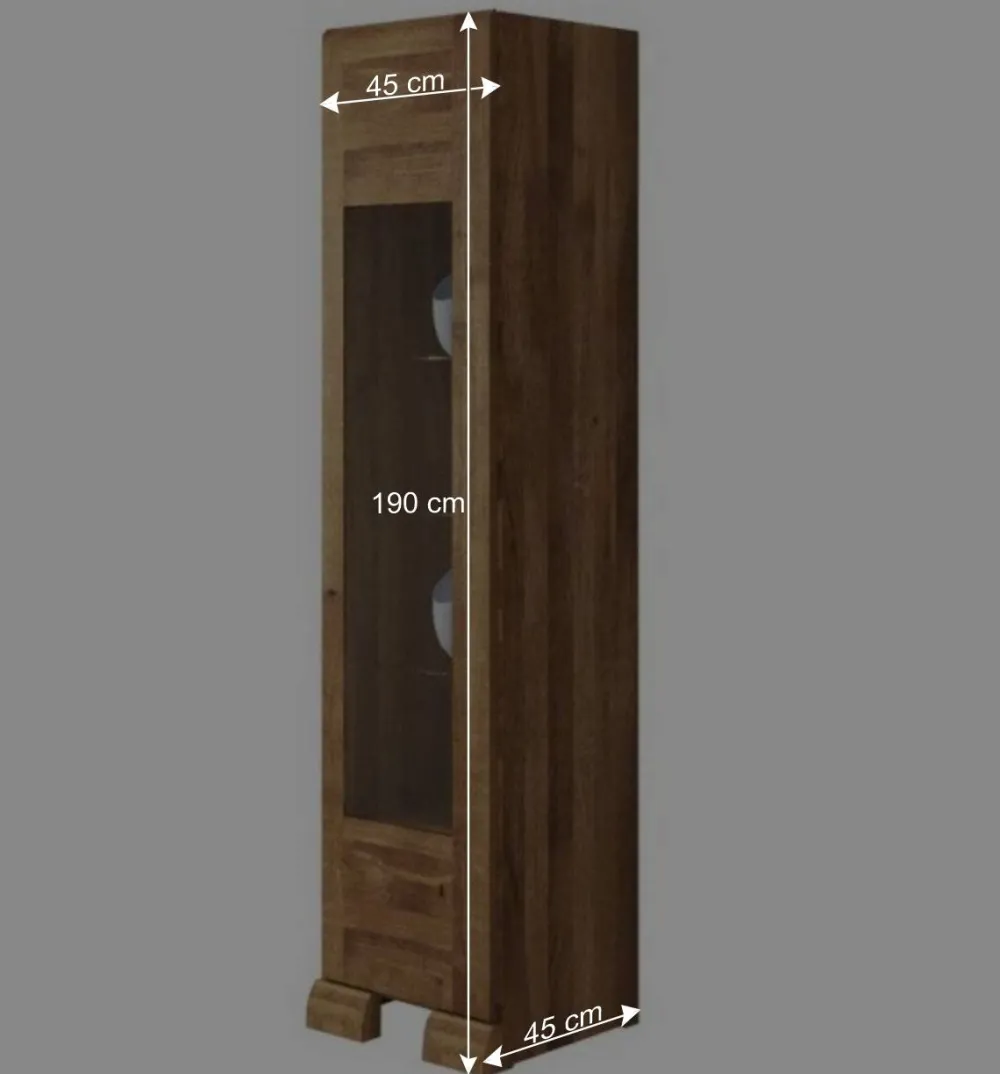 Wohnen Esszimmer-Vitrinen*Vitrine Vaskov aus Wildeiche Massivholz