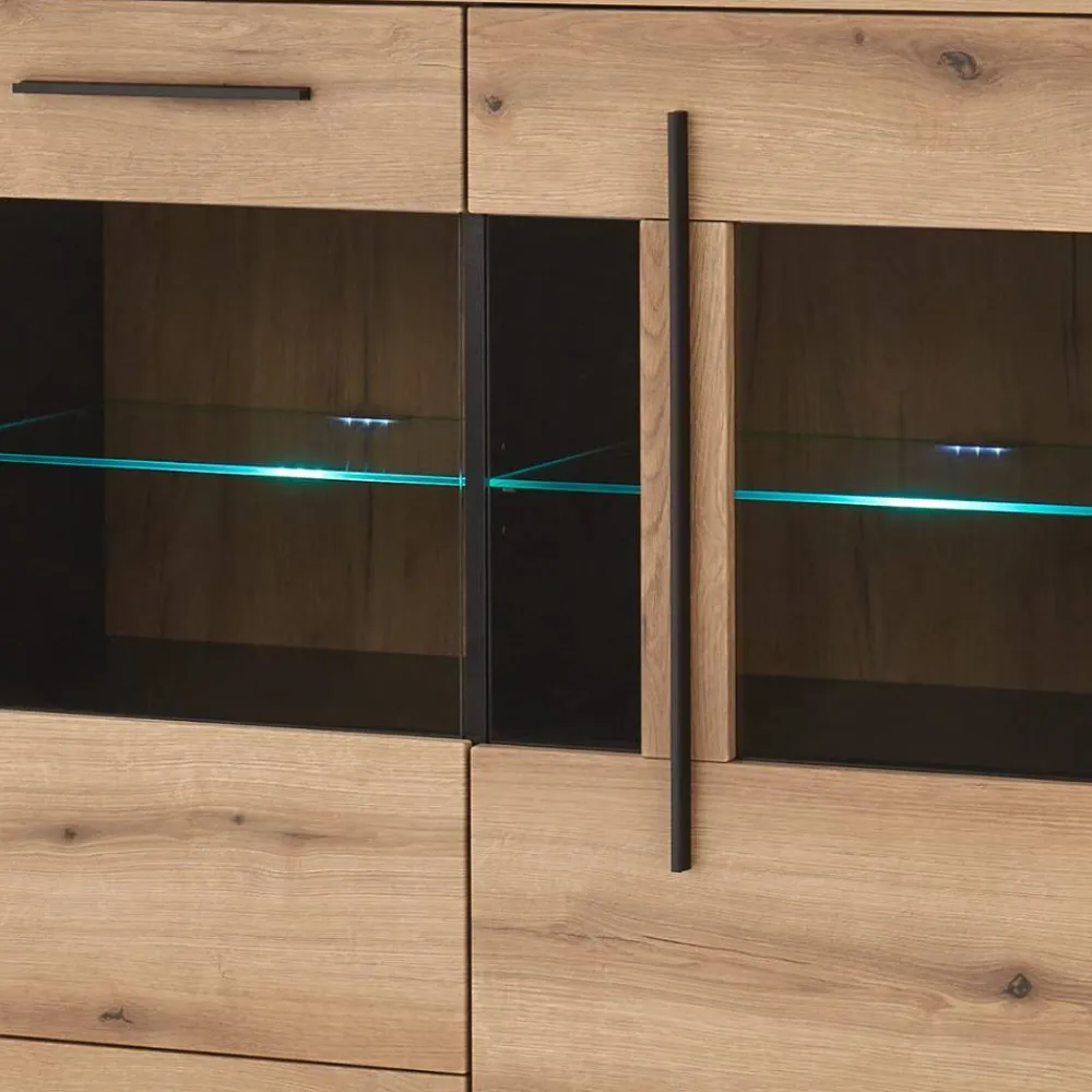 Wohnen Sideboards & Kommoden|Kommoden*Vitrinen-Highboard in Eiche Holzoptik - Brocus