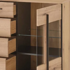 Wohnen Wohnwände|Wohnwand*Vitrinenkombination und Wandboard Set - Brocus (vierteilig)