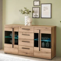 Wohnen Wohnwände|Wohnwand*Vitrinenkombination und Wandboard Set - Brocus (vierteilig)