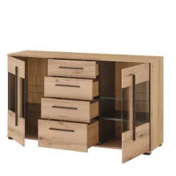 Wohnen Wohnwände|Wohnwand*Vitrinenkombination und Wandboard Set - Brocus (vierteilig)