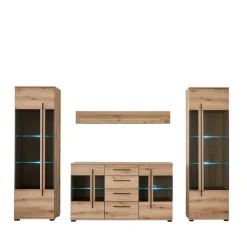 Wohnen Wohnwände|Wohnwand*Vitrinenkombination und Wandboard Set - Brocus (vierteilig)