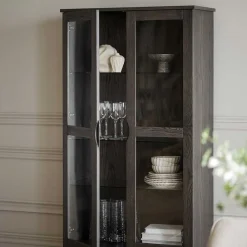 Wohnen Esszimmer-Vitrinen*Vitrinenschrank in Eiche Dunkelbraun - Lomarios