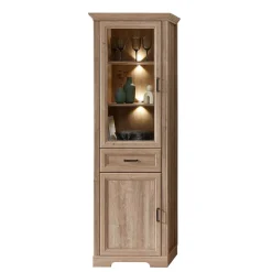 Wohnen Vitrinen|Wohnzimmer-Vitrinen*Vitrinenschrank in Eiche Optik mit LED - Barack