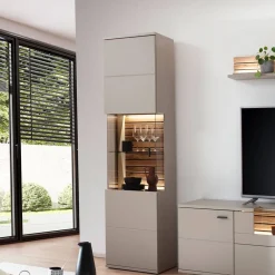 Wohnen Wohnzimmerschränke|Vitrinen*Vitrinenschrank in Grau mit Wildeiche - Teorina