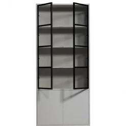 Wohnen Esszimmer-Vitrinen|Vitrinen*Vitrinenschrank in Hellgrau und Schwarz - Arno