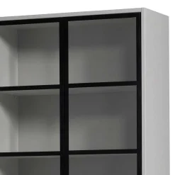 Wohnen Esszimmer-Vitrinen|Vitrinen*Vitrinenschrank in Hellgrau und Schwarz - Arno