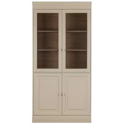 Wohnen Esszimmer-Vitrinen*Vitrinenschrank in Hellgrau mit Braun - Floressa