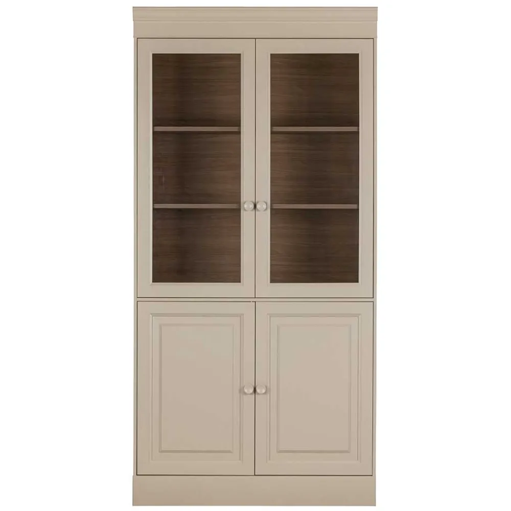 Wohnen Esszimmer-Vitrinen*Vitrinenschrank in Hellgrau mit Braun - Floressa