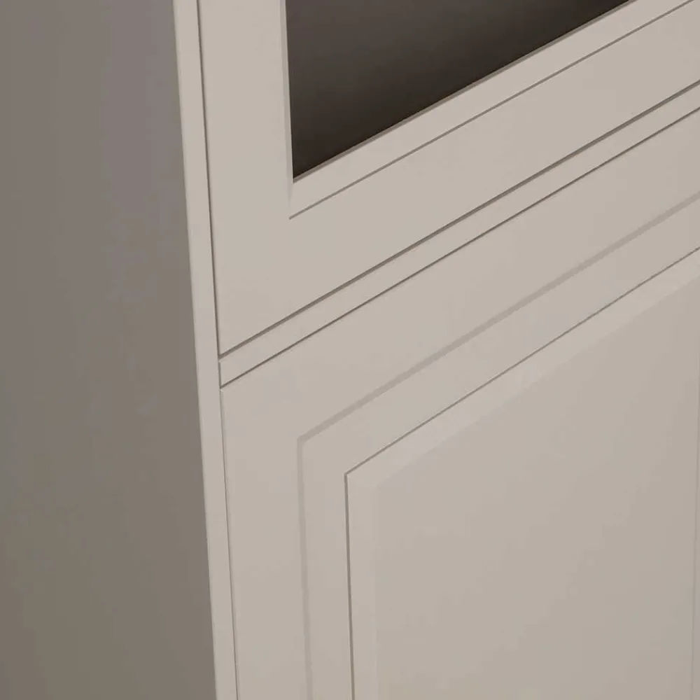 Wohnen Esszimmer-Vitrinen*Vitrinenschrank in Hellgrau mit Braun - Floressa