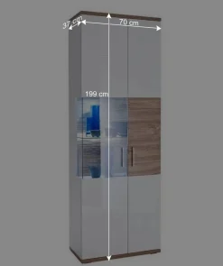 Wohnen Vitrinenschrank in Hochglanz Weiß - Icadro