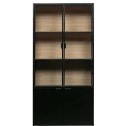 Wohnen Vitrinenschrank in Kiefer und Schwarz - Angoro