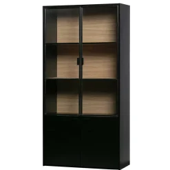 Wohnen Vitrinenschrank in Kiefer und Schwarz - Angoro