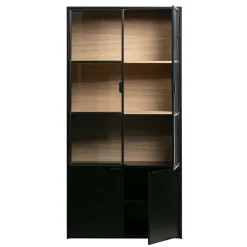 Wohnen Vitrinenschrank in Kiefer und Schwarz - Angoro