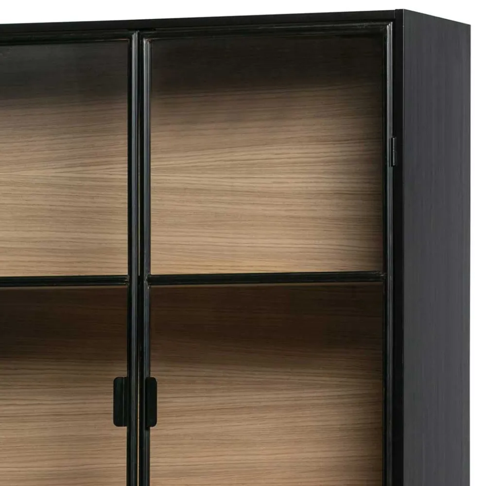 Wohnen Vitrinenschrank in Kiefer und Schwarz - Angoro