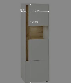 Wohnen Vitrinenschrank in Weiß & Wildeiche Dekor - Nonessia