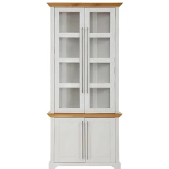 Wohnen Esszimmer-Vitrinen*Vitrinenschrank in Weiß mit Honig - Eyzaco