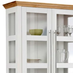 Wohnen Esszimmer-Vitrinen*Vitrinenschrank in Weiß mit Honig - Eyzaco