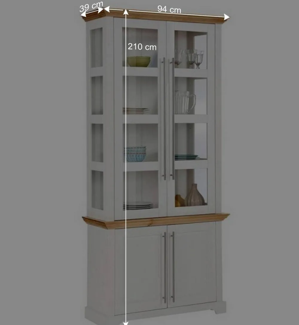 Wohnen Esszimmer-Vitrinen*Vitrinenschrank in Weiß mit Honig - Eyzaco