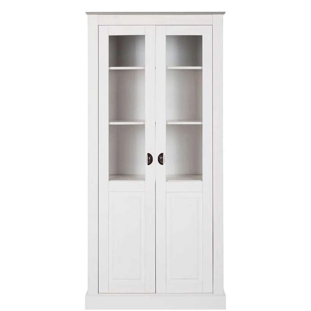 Wohnen Vitrinenschrank in Weiß mit Grau - Lucasario