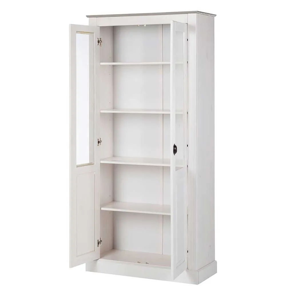 Wohnen Vitrinenschrank in Weiß mit Grau - Lucasario