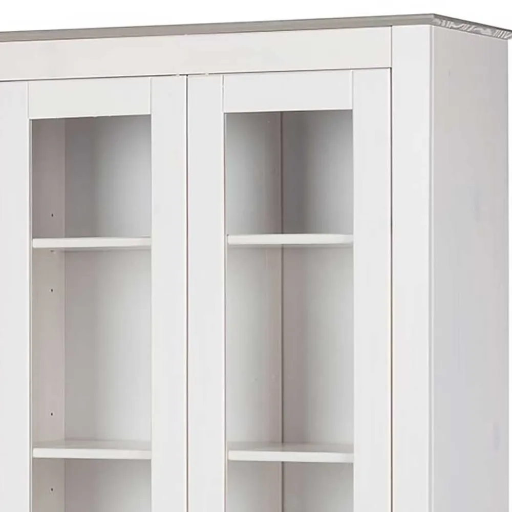 Wohnen Vitrinenschrank in Weiß mit Grau - Lucasario