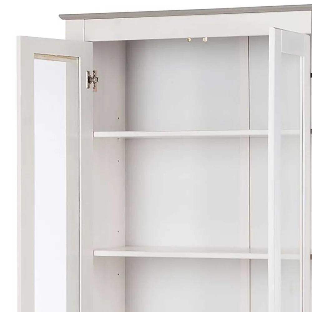 Wohnen Vitrinenschrank in Weiß mit Grau - Lucasario
