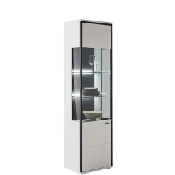 Wohnen Vitrinenschrank in Weiß und Schwarzgrau - Loazin