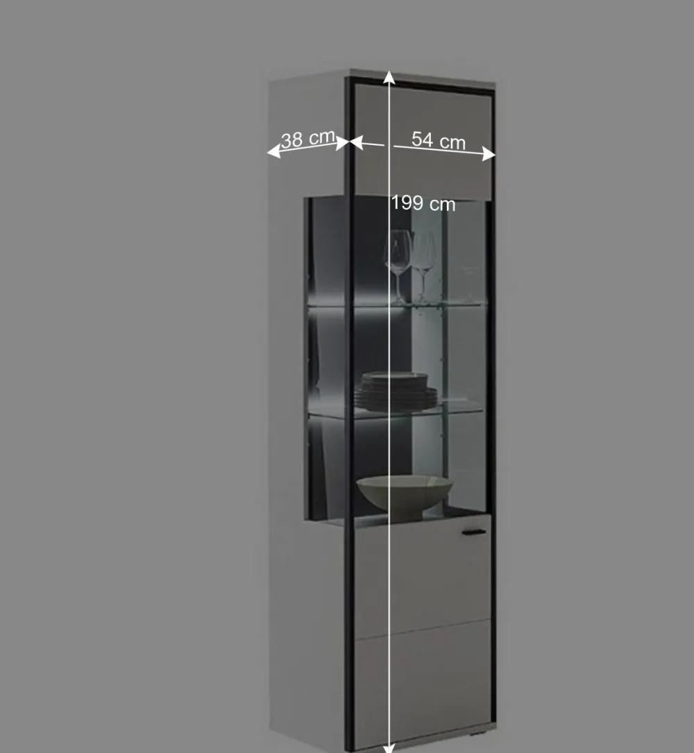 Wohnen Vitrinenschrank in Weiß und Schwarzgrau - Loazin