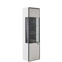 Wohnen Vitrinenschrank in Weiß und Schwarzgrau - Loazin