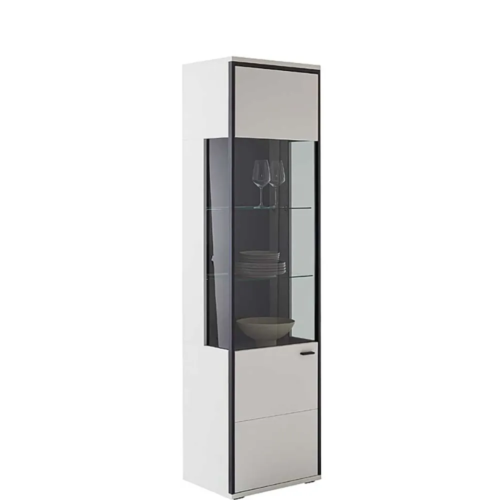 Wohnen Vitrinenschrank in Weiß und Schwarzgrau - Loazin