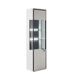 Wohnen Vitrinenschrank in Weiß und Schwarzgrau - Loazin