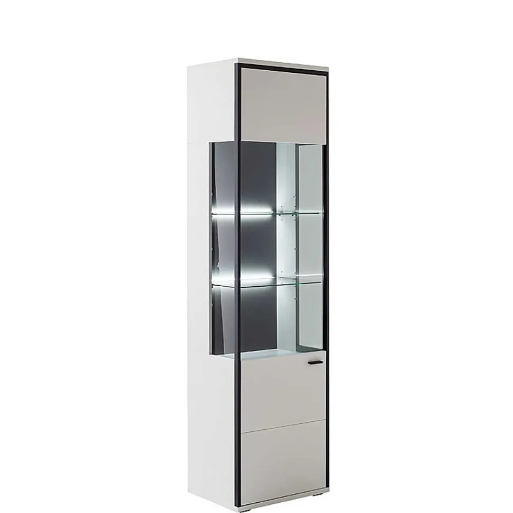 Wohnen Vitrinenschrank in Weiß und Schwarzgrau - Loazin