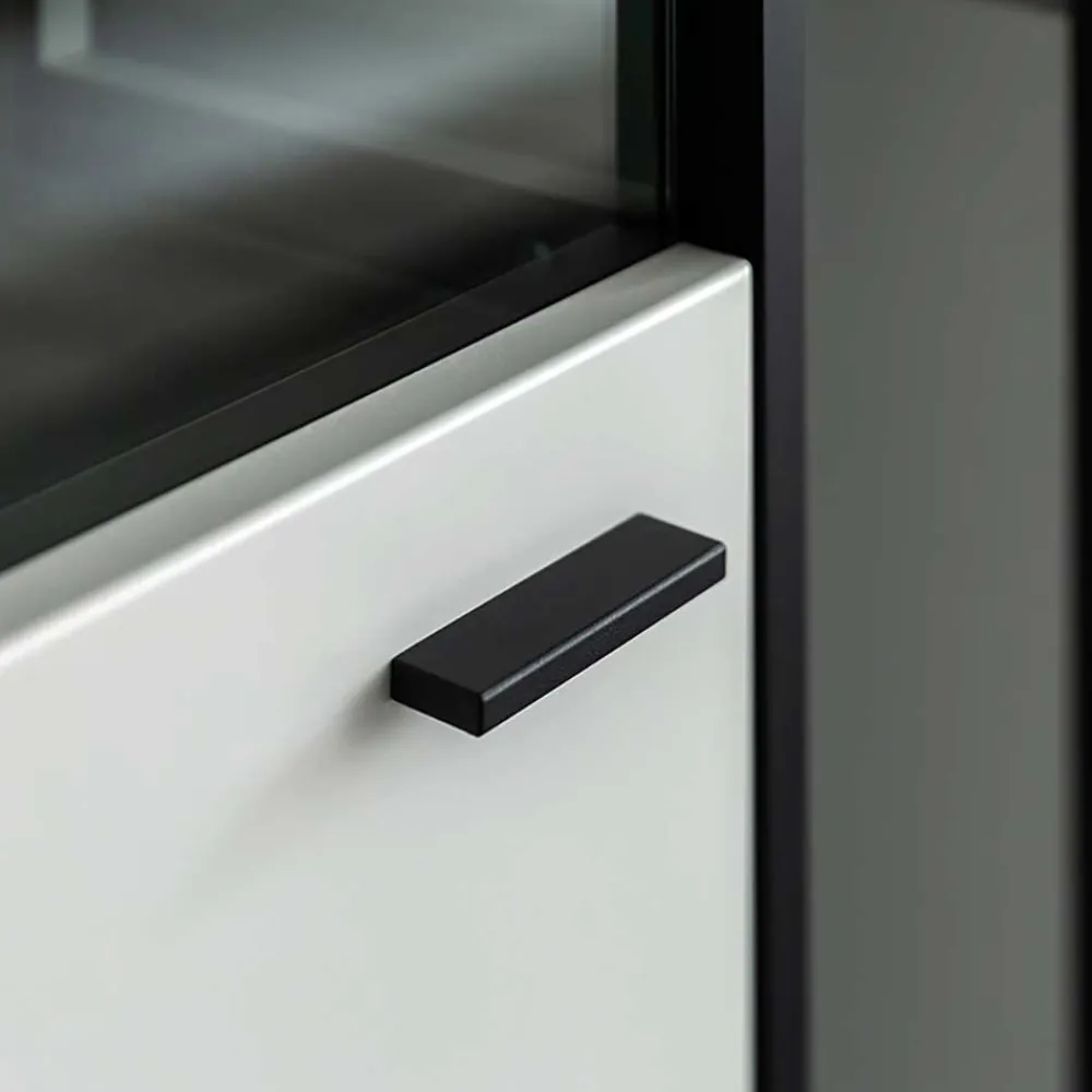 Wohnen Vitrinenschrank in Weiß und Schwarzgrau - Loazin