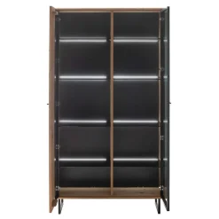 Wohnen Vitrinenschrank in Wildeiche & Anthrazit - Flacona