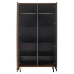 Wohnen Vitrinenschrank in Wildeiche & Anthrazit - Flacona