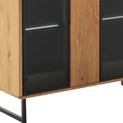 Wohnen Vitrinenschrank in Wildeiche & Anthrazit - Flacona