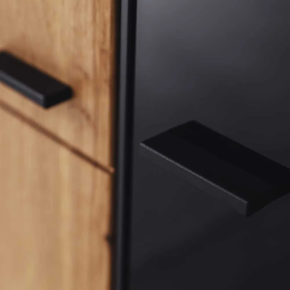 Wohnen Vitrinenschrank in Wildeiche & Anthrazit - Flacona