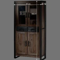 Wohnen Vitrinenschrank Mendoza aus Akazie Massivholz