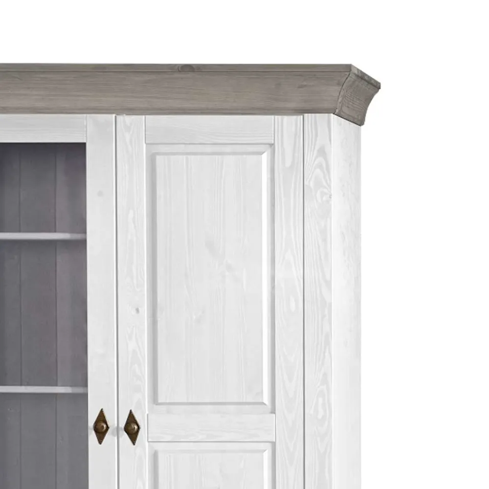 Wohnen Esszimmer-Vitrinen*Vitrinenschrank Mirandesca in Weiß mit Grau