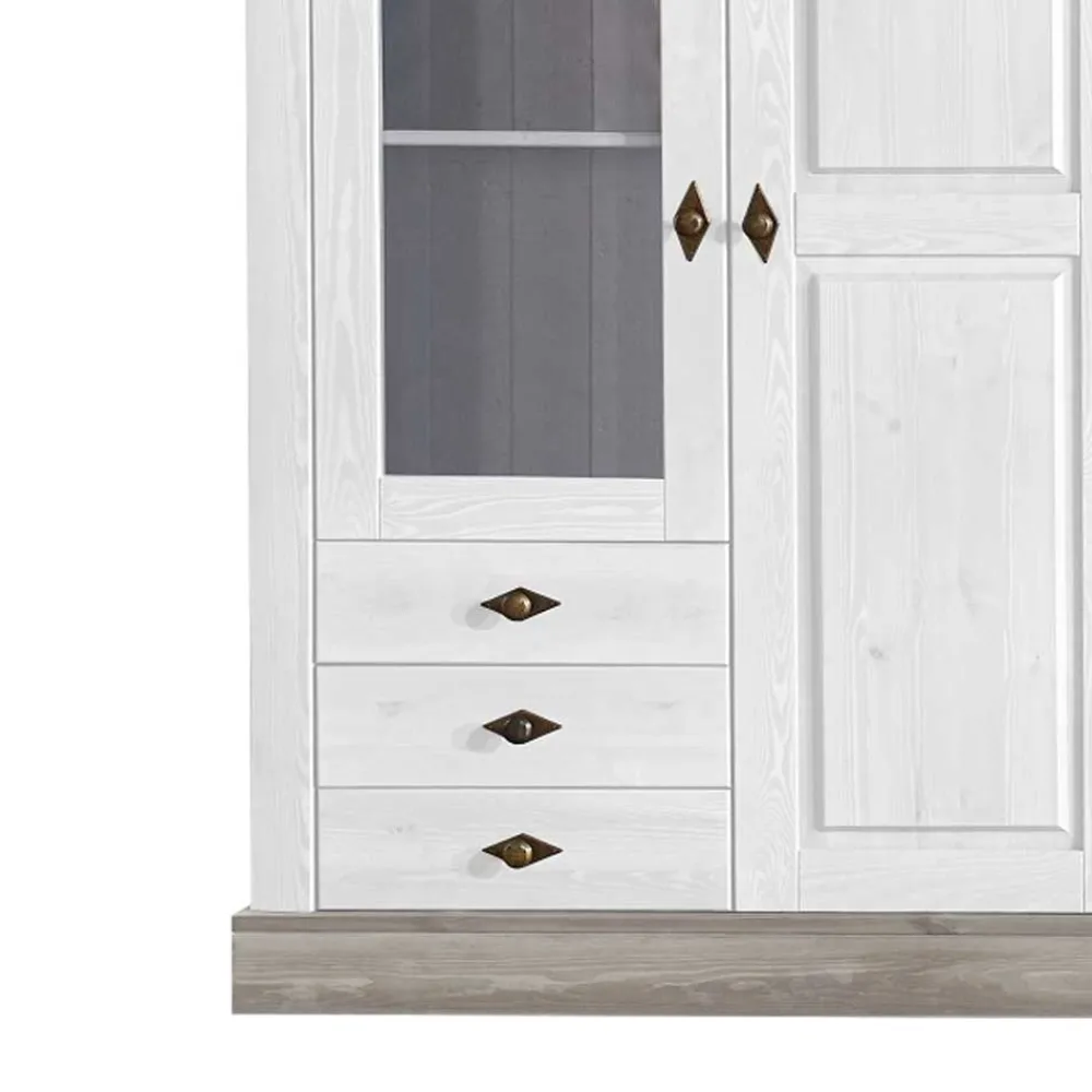 Wohnen Esszimmer-Vitrinen*Vitrinenschrank Mirandesca in Weiß mit Grau