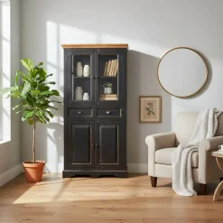 Wohnen Esszimmer-Vitrinen*Vitrinenschrank Sentiments in Schwarz