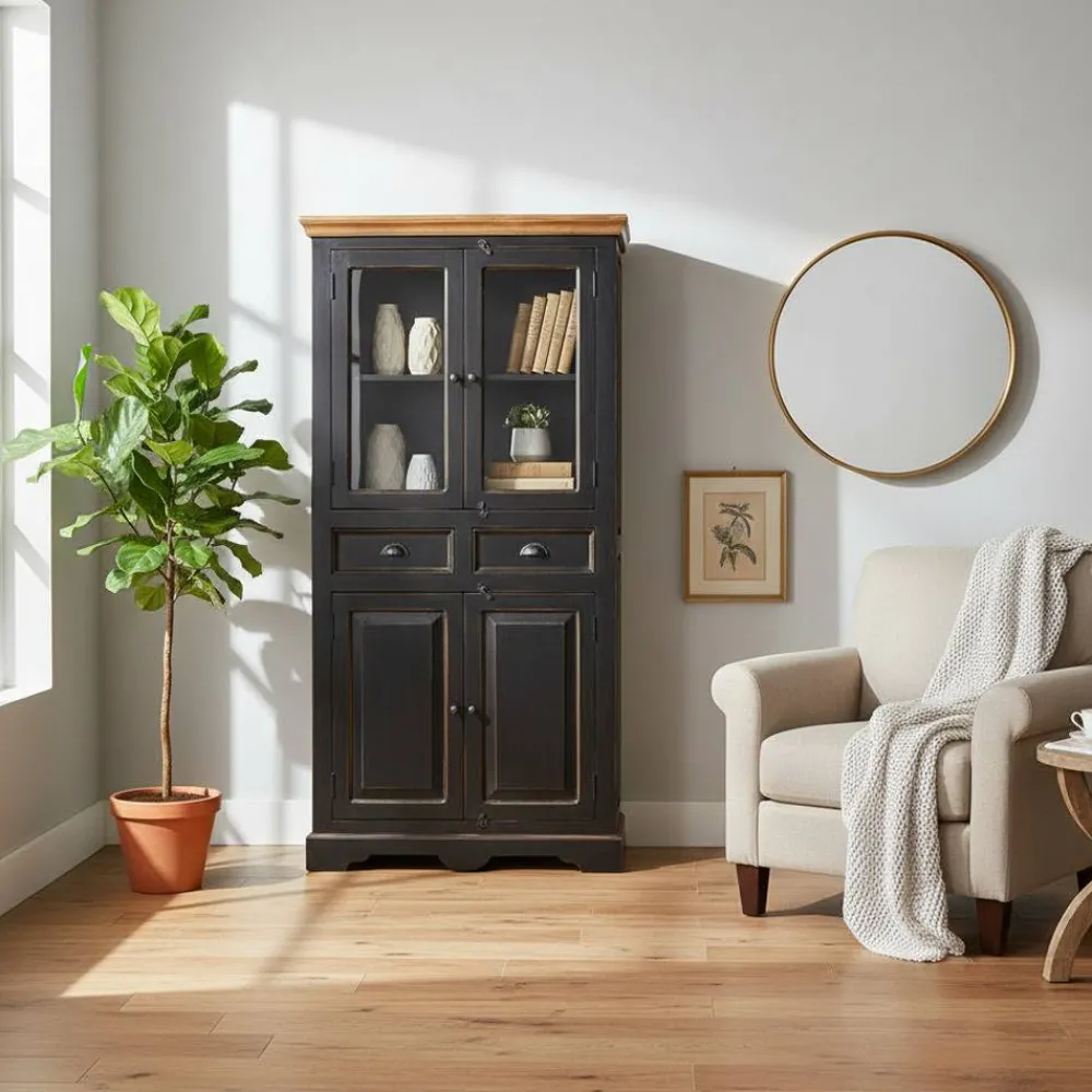 Wohnen Esszimmer-Vitrinen*Vitrinenschrank Sentiments in Schwarz