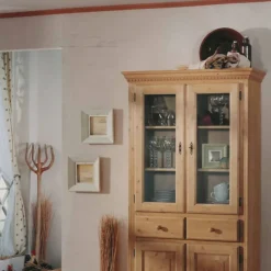 Wohnen Vitrinenschrank Trenoro aus Fichte Massivholz