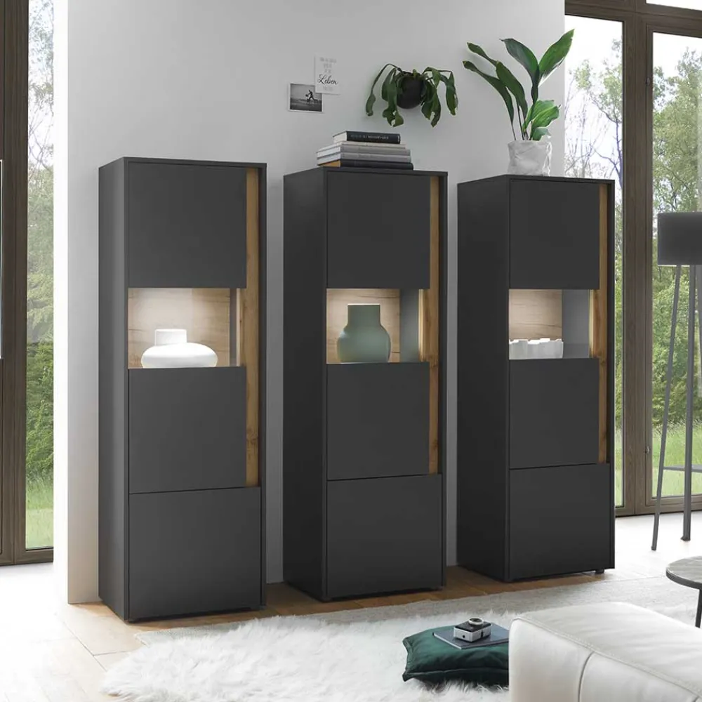 Wohnen Vitrinenschränke Set in Modern - Ahilav (dreiteilig)