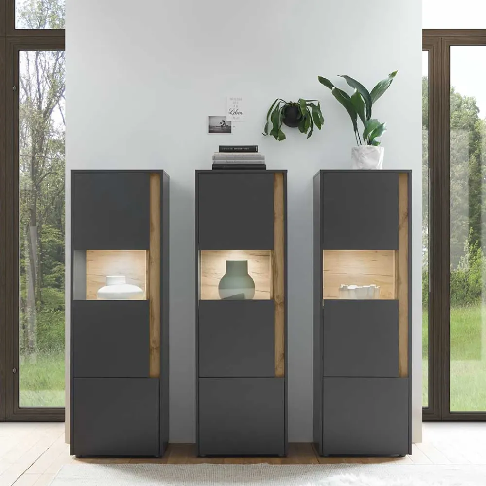 Wohnen Vitrinenschränke Set in Modern - Ahilav (dreiteilig)