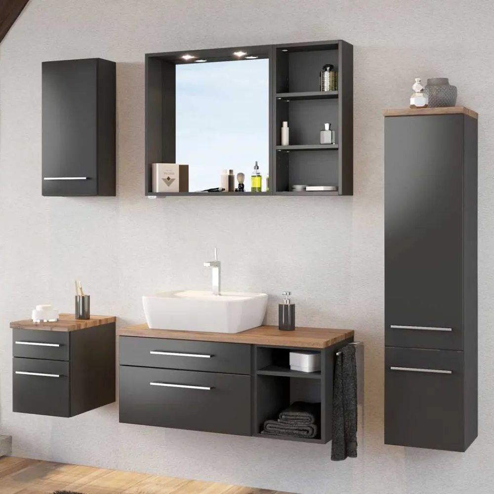 Wohnen Wand Bad Möbel Kombi in Grau - Estregos (sechsteilig)